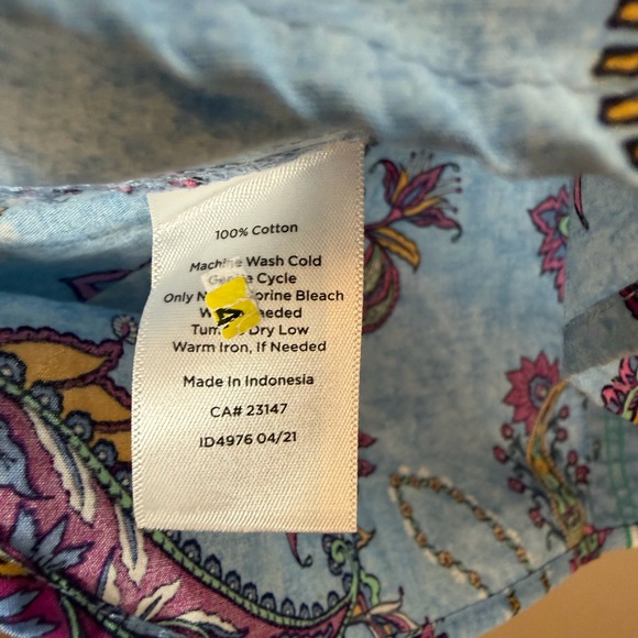 Talbots 100% Cotton Blue Paisley Print Button Front Blouse Size Medium - Picture 15 of 16